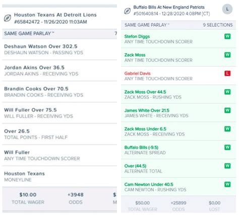 Featured Same Game Parlays Props Betting Odds  .